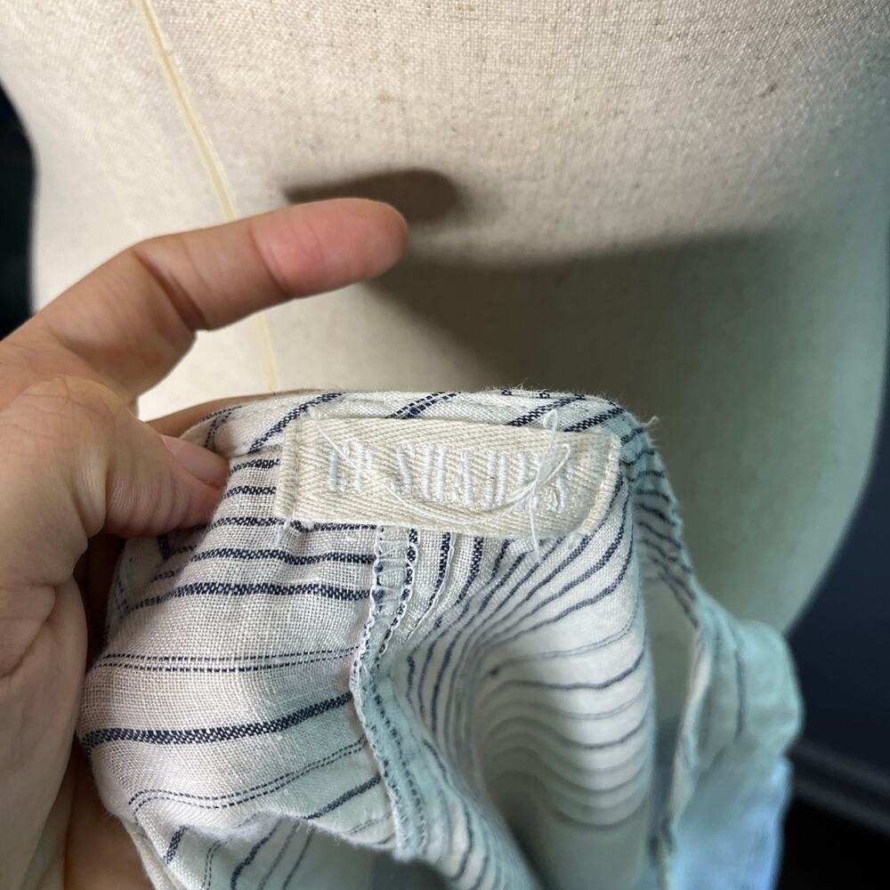 CP Shades Women's Dress Sz Small Gray Mini Stripe Lagenlook Linen Made in USA - Picture 5 of 8